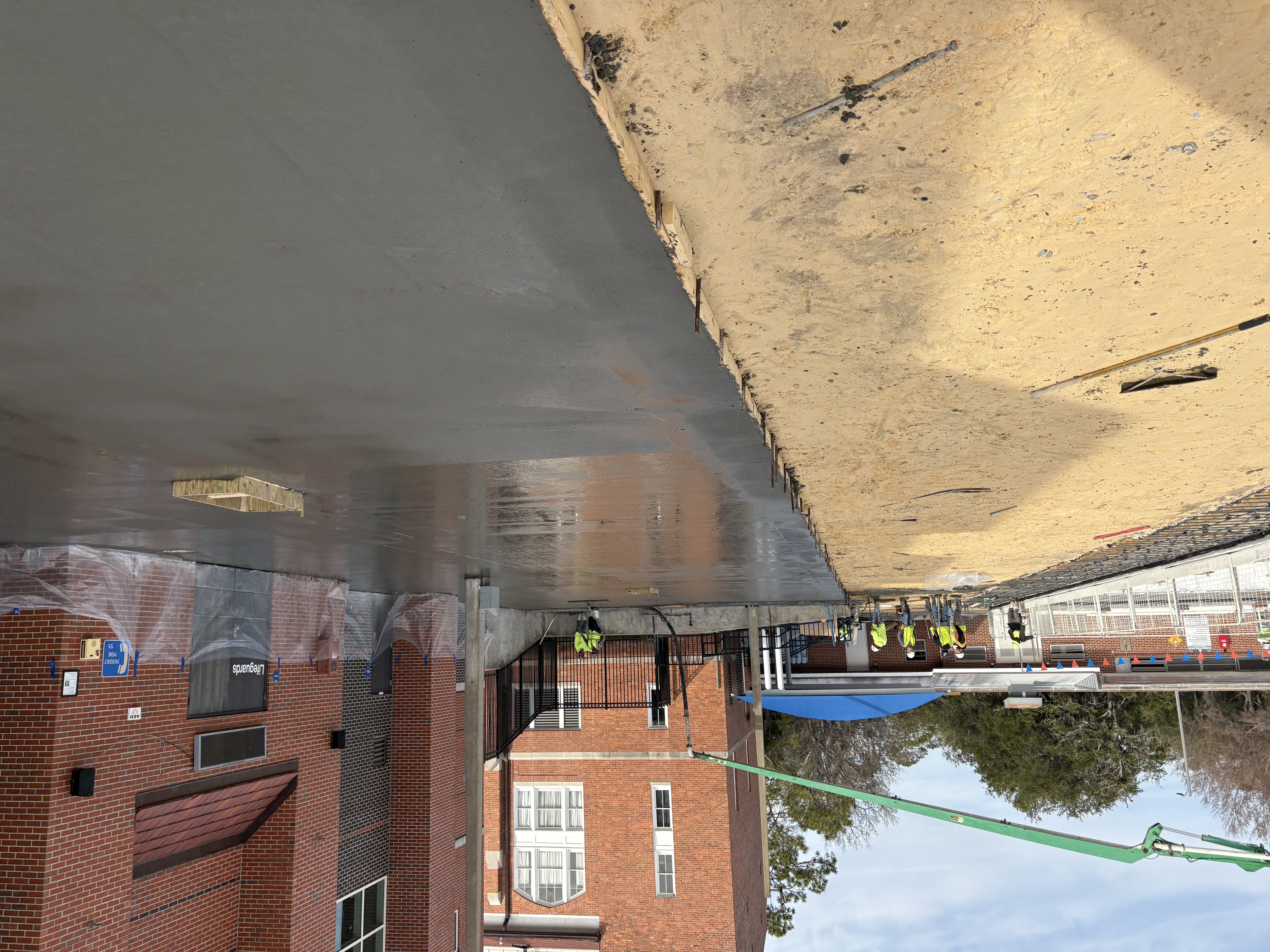 Freshly poured concrete slab on commercial project